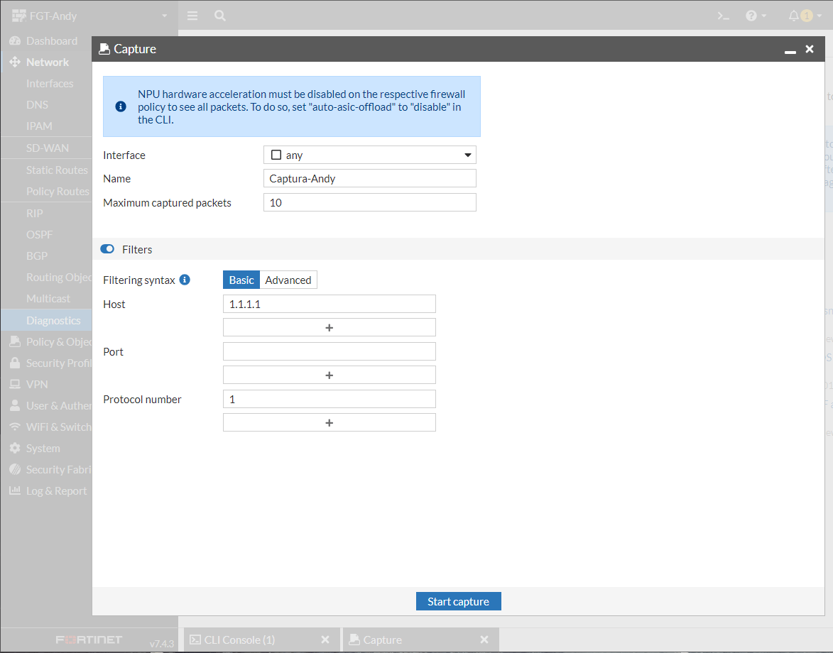 FortiGate Sniffer Packet GUI-1 - Blog Diário de Suporte - O Seu Guia de Conteúdo de Segurança e Redes