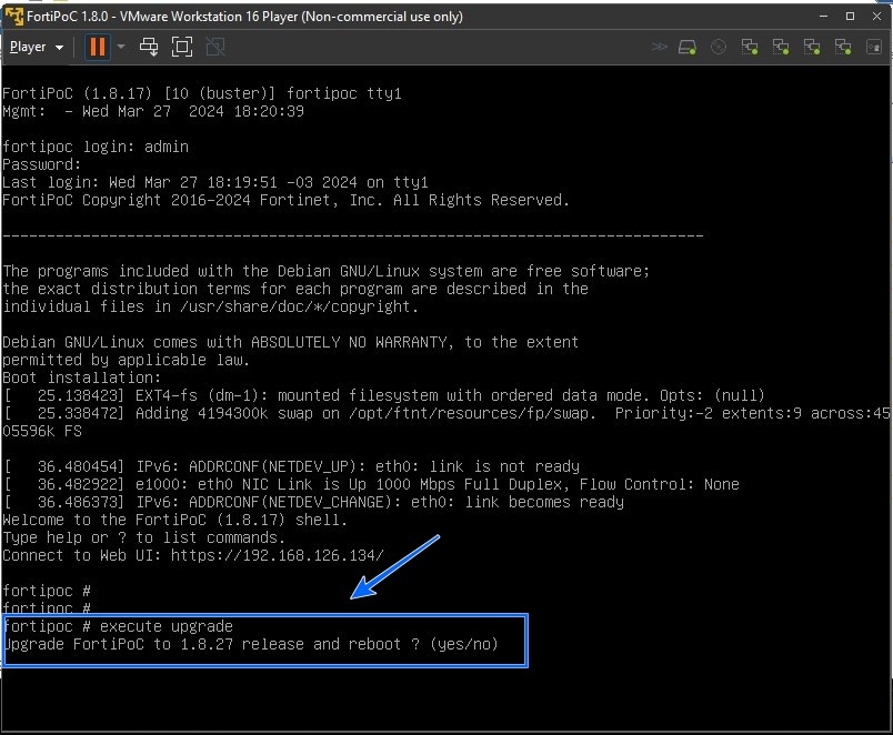 FortiPOC - upgrade - Blog Diário de Suporte